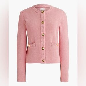 J. Crew Factory Blush Cotton Lady Jacket Cardigan Sweater with Gold Accents